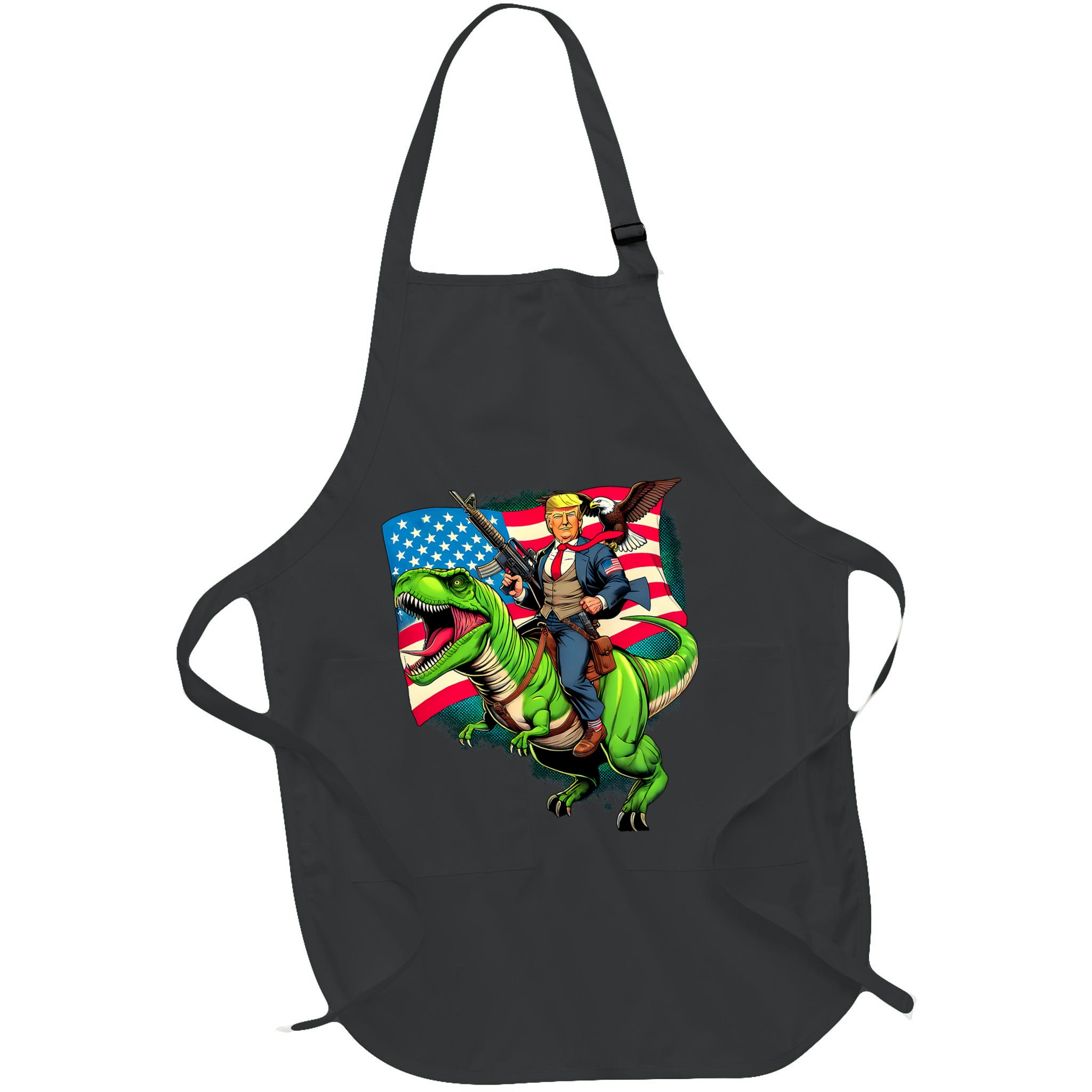 Bald Eagle Us Flag Trump Riding A Trex Apron