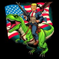 Bald Eagle Us Flag Trump Riding A Trex Button