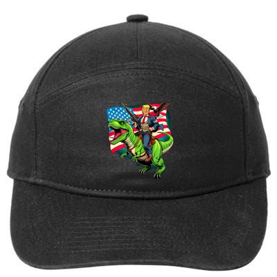 Bald Eagle Us Flag Trump Riding A Trex 7-Panel Snapback Hat