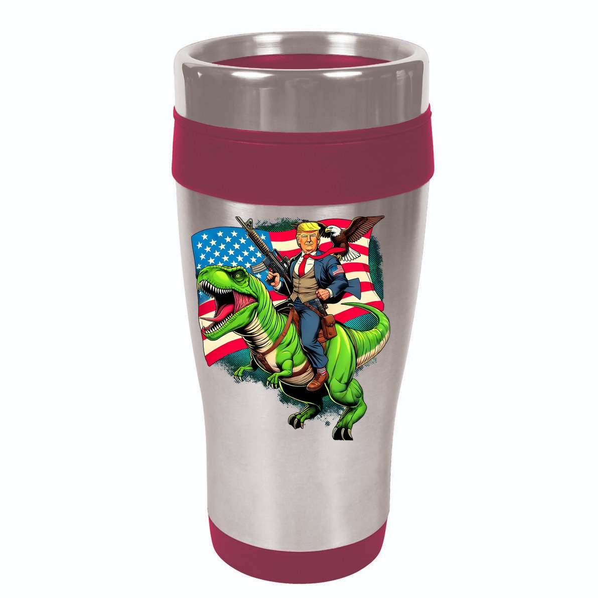 Bald Eagle Us Flag Trump Riding A Trex Womens Tank Top
