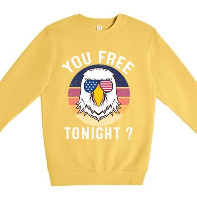 Bald Eagle Usa Flag Sunglasses Funny You Free Tonight ? Cute Gift Premium Crewneck Sweatshirt