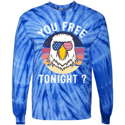 Bald Eagle Usa Flag Sunglasses Funny You Free Tonight ? Cute Gift Tie-Dye Long Sleeve Shirt