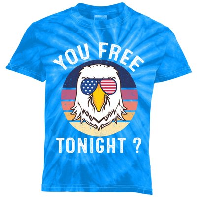 Bald Eagle Usa Flag Sunglasses Funny You Free Tonight ? Cute Gift Kids Tie-Dye T-Shirt