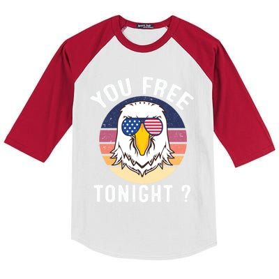 Bald Eagle Usa Flag Sunglasses Funny You Free Tonight ? Cute Gift Kids Colorblock Raglan Jersey