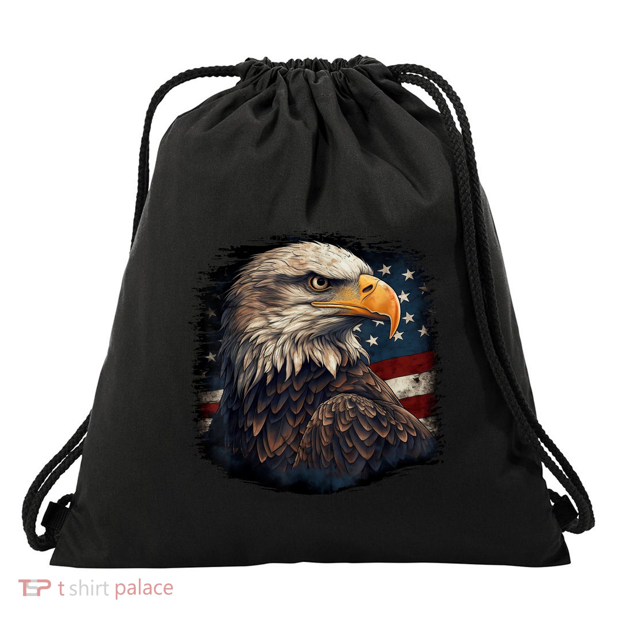 Bald Eagle Us American Flag 4th Of July Proud Patriotic Drawstring Bag