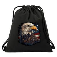 Bald Eagle Us American Flag 4th Of July Proud Patriotic Drawstring Bag
