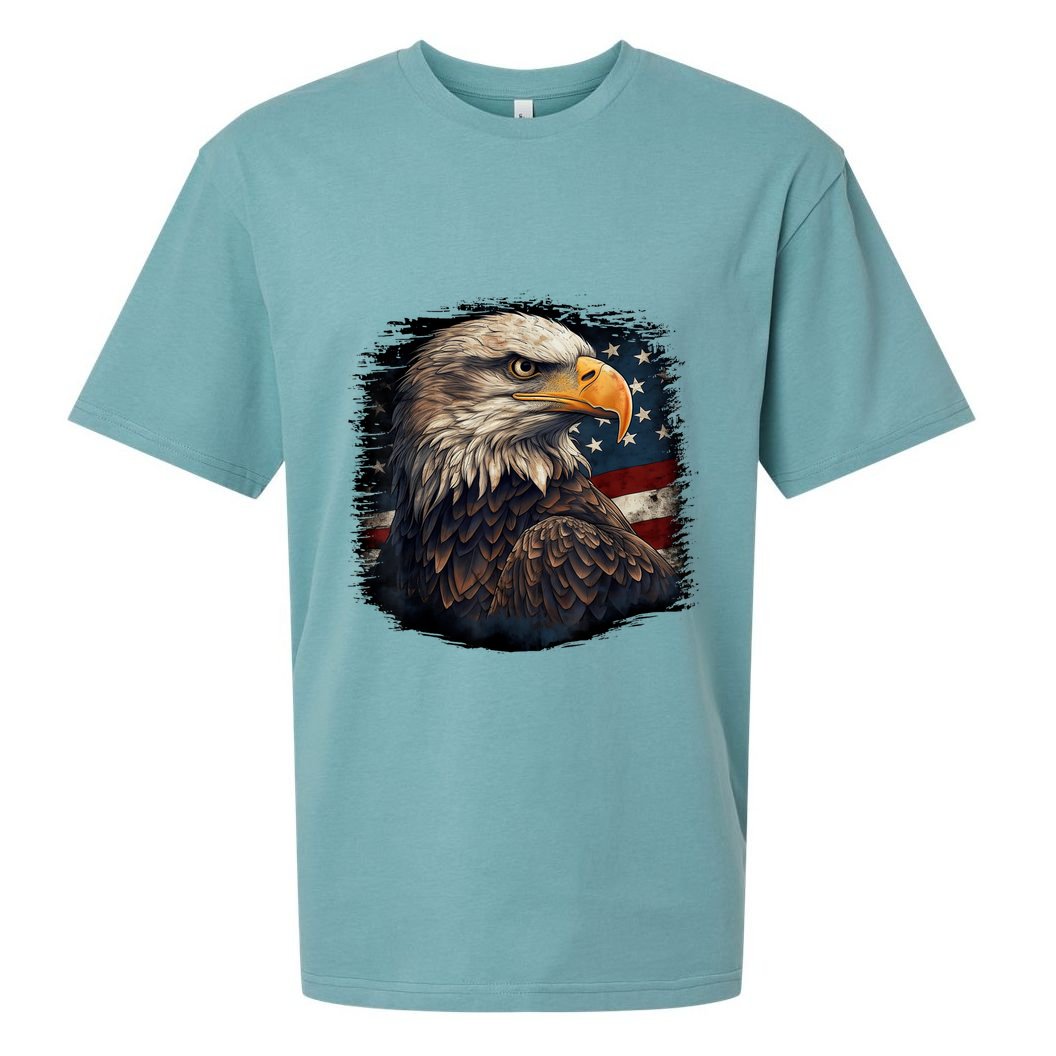 Bald Eagle Us American Flag 4th Of July Proud Patriotic Sueded Cloud Jersey T-Shirt
