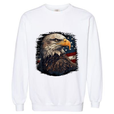 Bald Eagle Us American Flag 4th Of July Proud Patriotic Garment-Dyed Sweatshirt