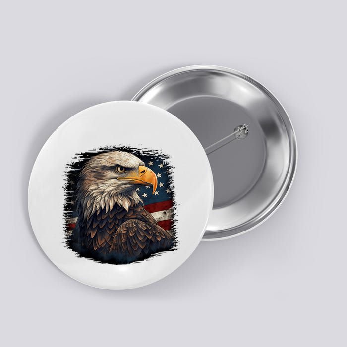 Bald Eagle Us American Flag 4th Of July Proud Patriotic Button