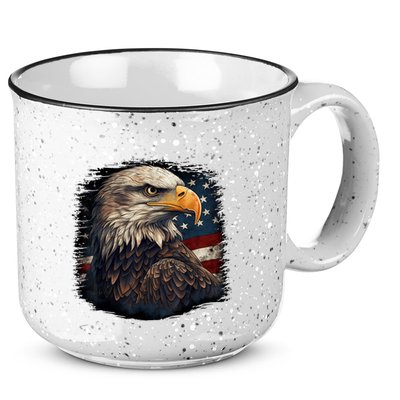 Bald Eagle Us American Flag 4th Of July Proud Patriotic 15oz Campfire Ceramic Mug