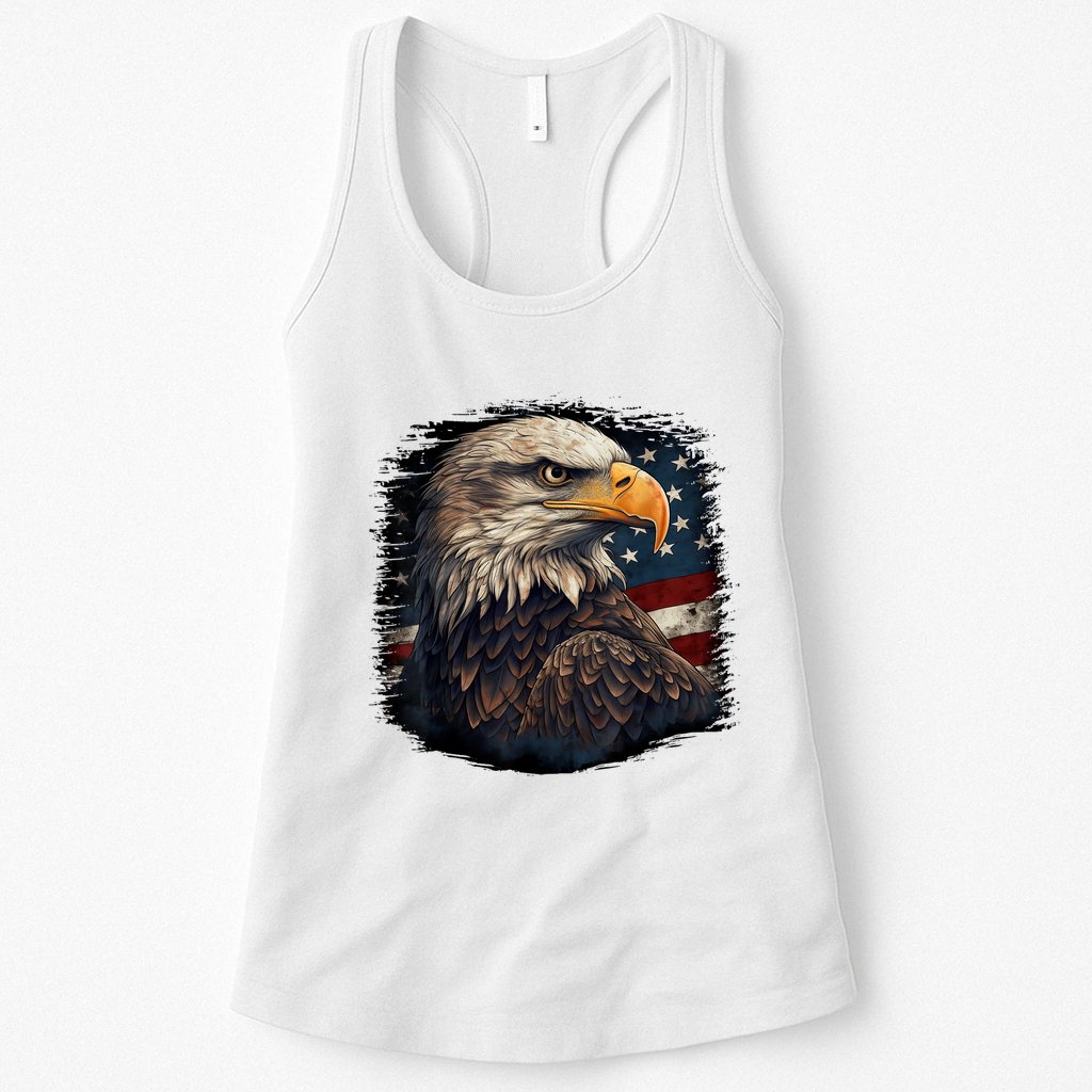 Bald Eagle Us American Flag 4th Of July Proud Patriotic Womens Tank Top