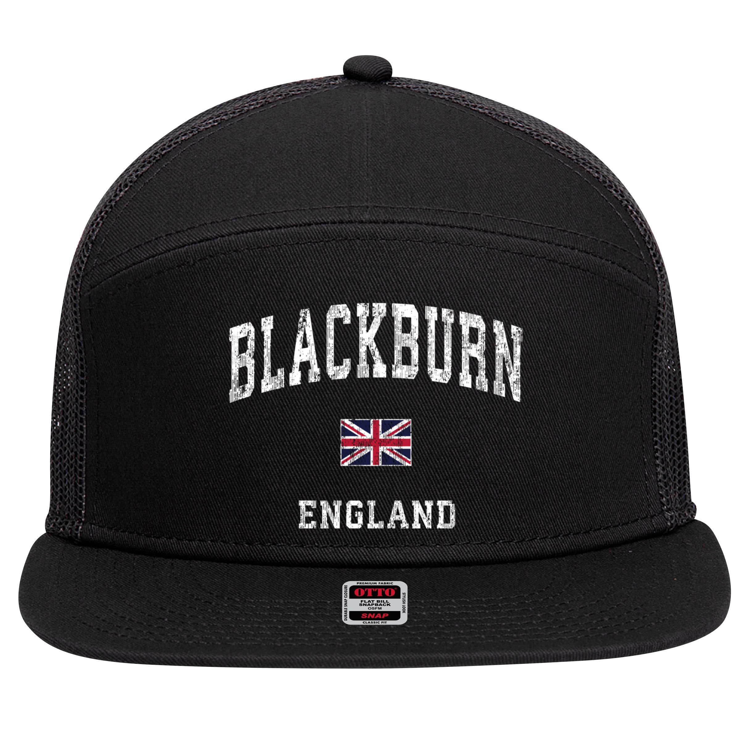 Blackburn England Vintage Athletic Sports 7 Panel Mesh Trucker Snapback Hat