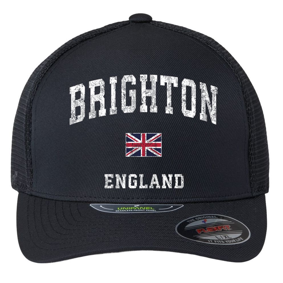 Brighton England Vintage Athletic Sports Design Cool Gift Flexfit Unipanel Trucker Cap