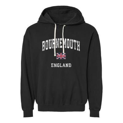 Bournemouth England Vintage Athletic Sports Design Garment-Dyed Fleece Hoodie