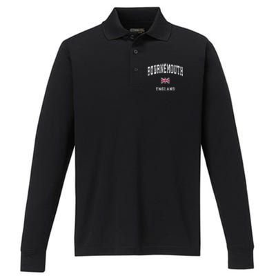 Bournemouth England Vintage Athletic Sports Design Performance Long Sleeve Polo