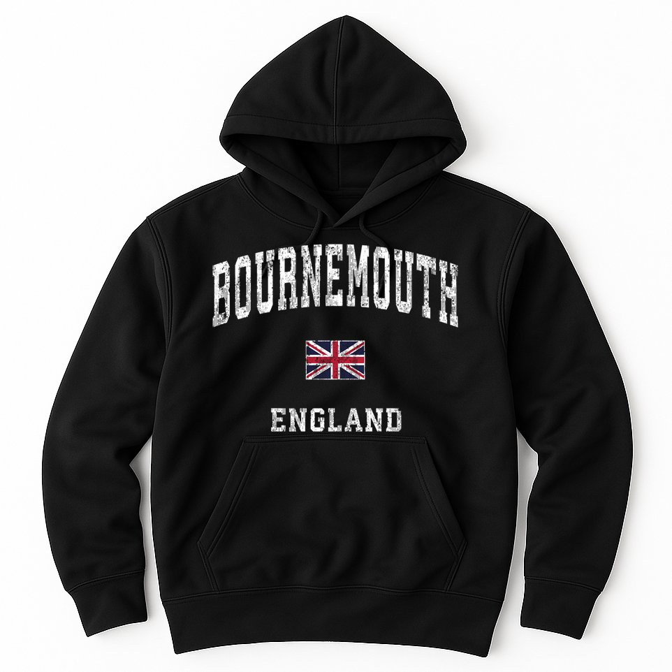 Bournemouth England Vintage Athletic Sports Design Hoodie