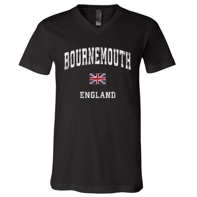 Bournemouth England Vintage Athletic Sports Design V-Neck T-Shirt