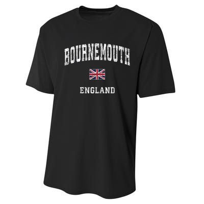 Bournemouth England Vintage Athletic Sports Design Performance Sprint T-Shirt