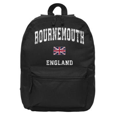 Bournemouth England Vintage Athletic Sports 16 in Basic Backpack