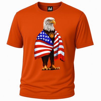 Bald Eagle Wearing An American Flag Great Gift Patriotic Eagle Great Gift Cooling Performance Crew T-Shirt