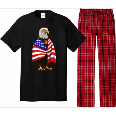 Bald Eagle Wearing An American Flag Great Gift Patriotic Eagle Great Gift Pajama Set