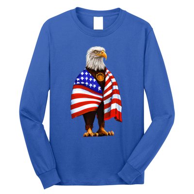 Bald Eagle Wearing An American Flag Great Gift Patriotic Eagle Great Gift Long Sleeve Shirt