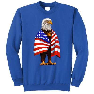 Bald Eagle Wearing An American Flag Great Gift Patriotic Eagle Great Gift Sweatshirt