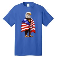 Bald Eagle Wearing An American Flag Great Gift Patriotic Eagle Great Gift Tall T-Shirt