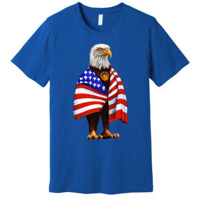 Bald Eagle Wearing An American Flag Great Gift Patriotic Eagle Great Gift Premium T-Shirt