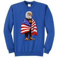 Bald Eagle Wearing An American Flag Great Gift Patriotic Eagle Great Gift Tall Sweatshirt