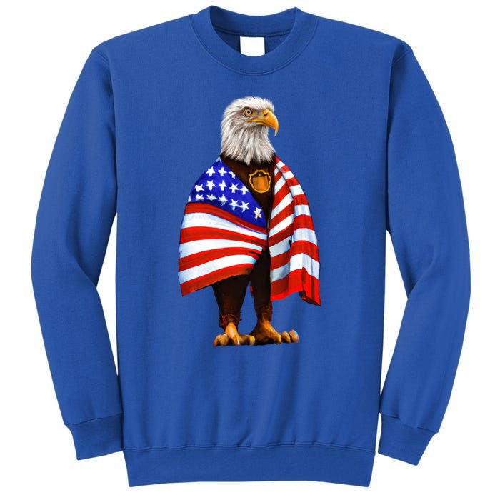 Bald Eagle Wearing An American Flag Great Gift Patriotic Eagle Great Gift Tall Sweatshirt