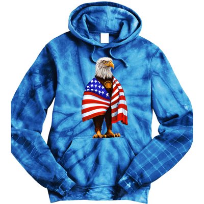 Bald Eagle Wearing An American Flag Great Gift Patriotic Eagle Great Gift Tie Dye Hoodie