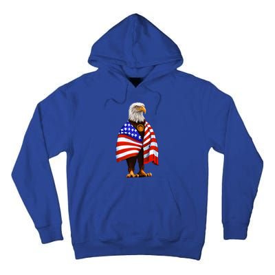 Bald Eagle Wearing An American Flag Great Gift Patriotic Eagle Great Gift Tall Hoodie