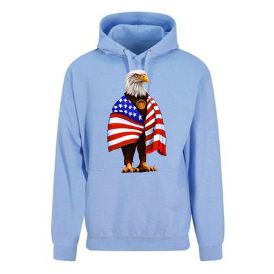 Bald Eagle Wearing An American Flag Great Gift Patriotic Eagle Great Gift Unisex Surf Hoodie