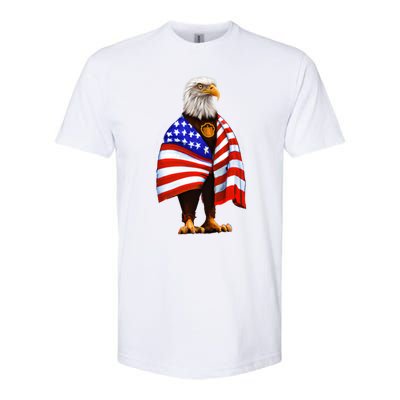 Bald Eagle Wearing An American Flag Great Gift Patriotic Eagle Great Gift Softstyle CVC T-Shirt