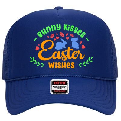 Bunny Easter Wishes Rabbit Owner Lover Gift High Crown Mesh Back Trucker Hat