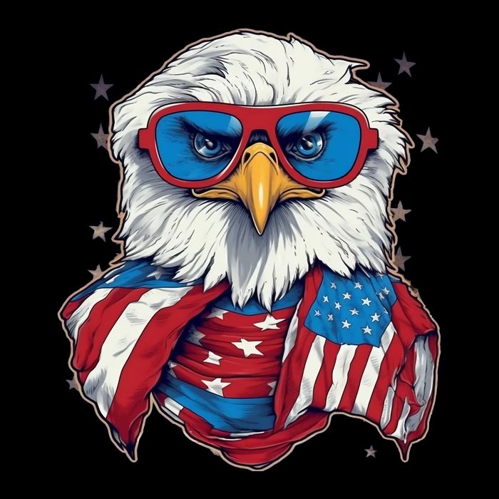 Bald Eagle With American Flag IA Stripe Pom Pom Beanie
