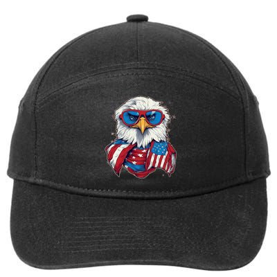 Bald Eagle With American Flag IA 7-Panel Snapback Hat