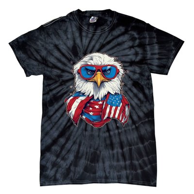 Bald Eagle With American Flag IA Tie-Dye T-Shirt
