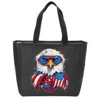 Bald Eagle With American Flag IA Zip Tote Bag