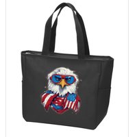 Bald Eagle With American Flag IA Zip Tote Bag