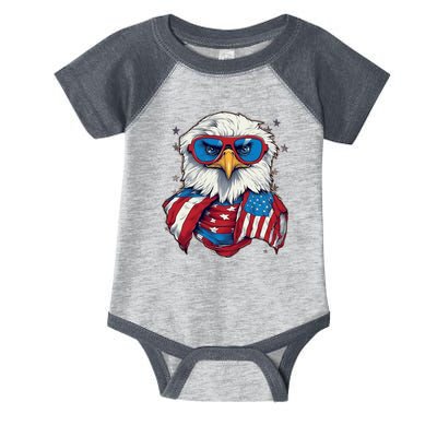 Bald Eagle With American Flag IA Infant Baby Jersey Bodysuit
