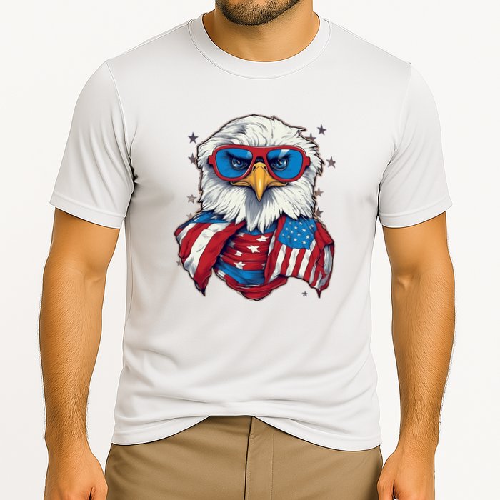 Bald Eagle With American Flag IA Cooling Performance Crew T-Shirt