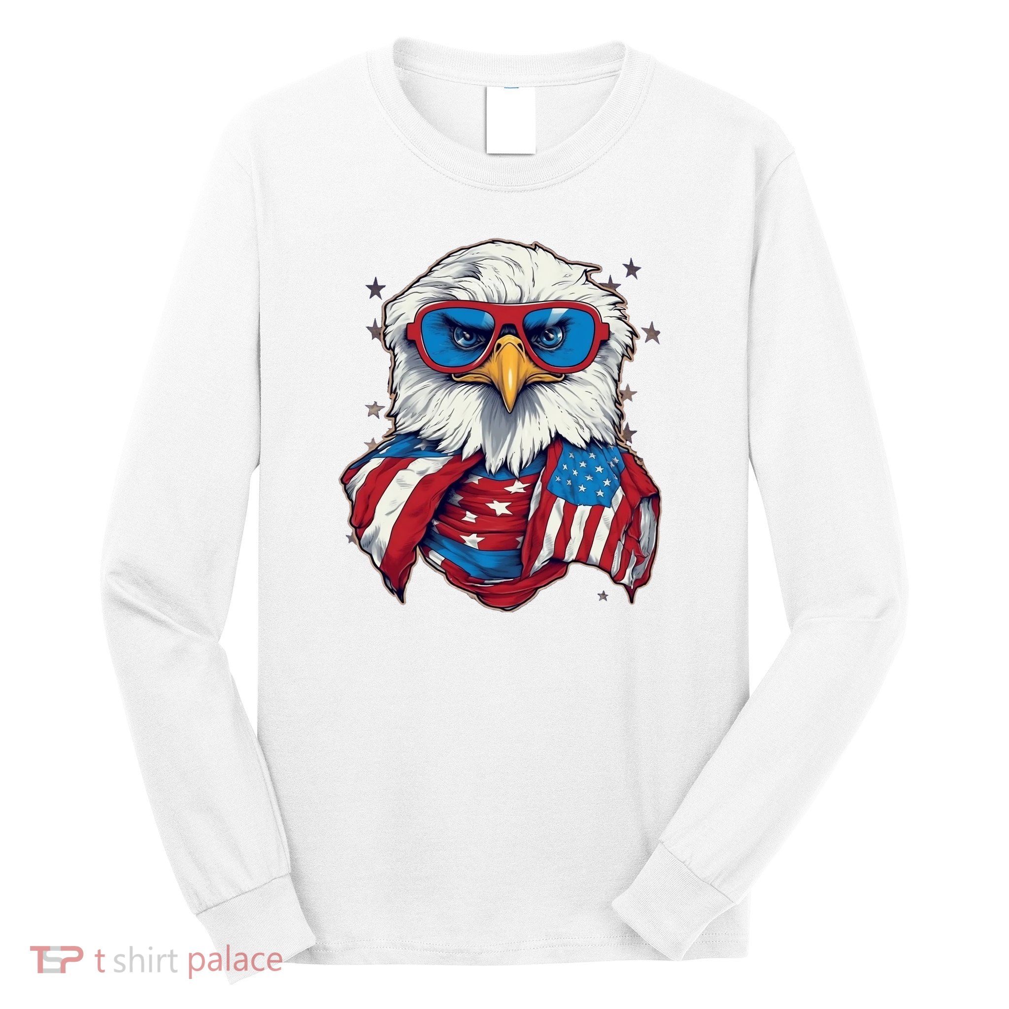Bald Eagle With American Flag IA Long Sleeve Shirt