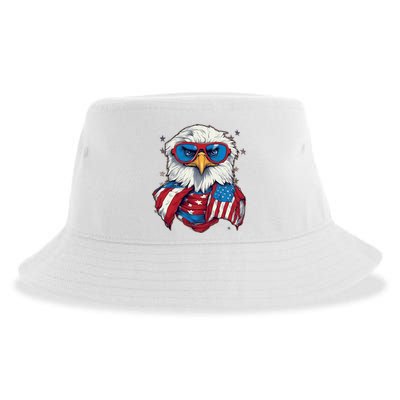 Bald Eagle With American Flag IA Sustainable Bucket Hat