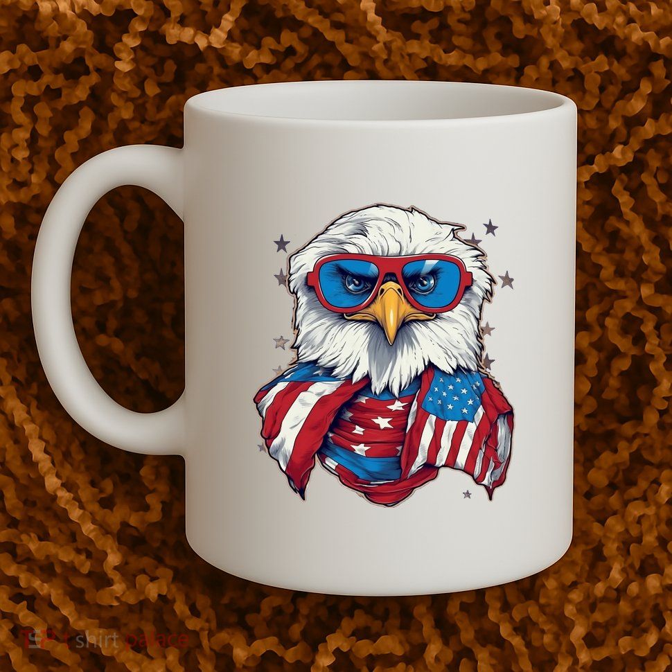 Bald Eagle With American Flag IA Mug
