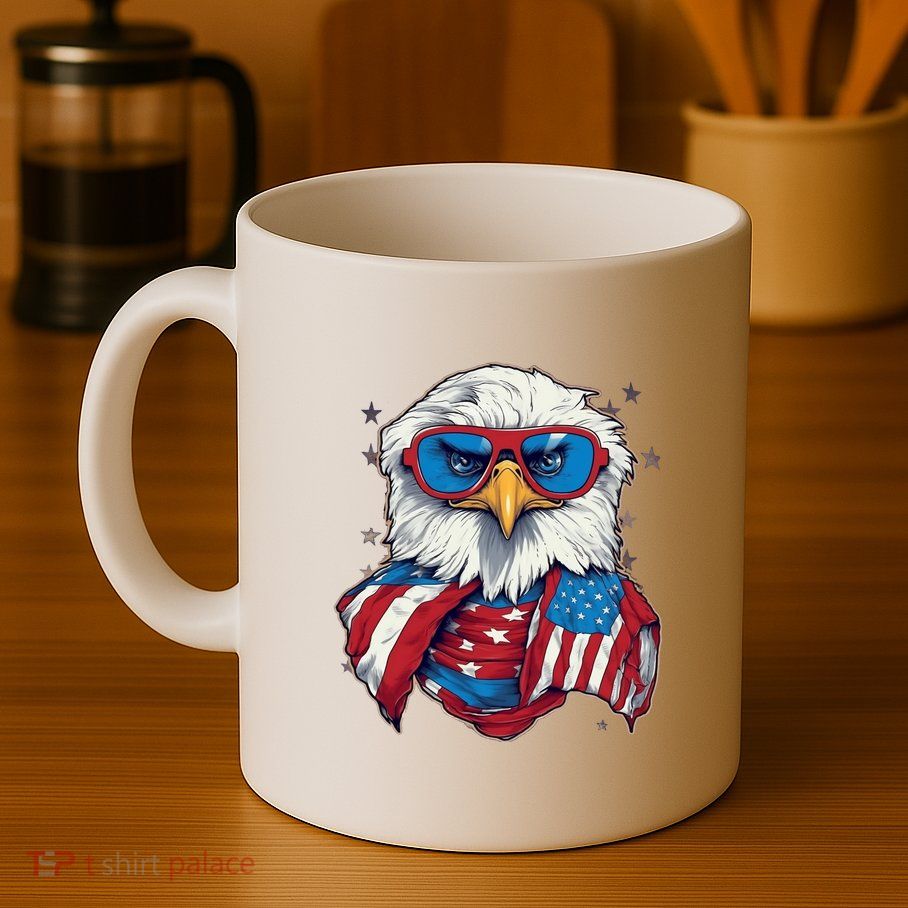 Bald Eagle With American Flag IA Mug