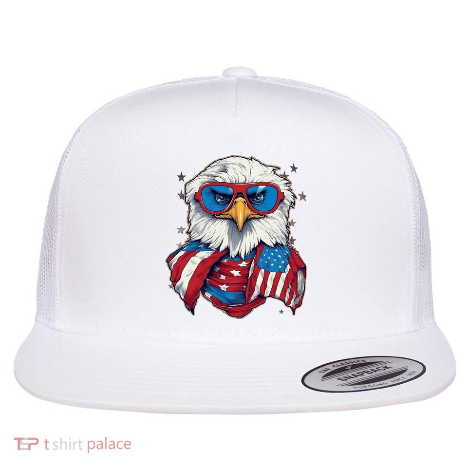 Bald Eagle With American Flag IA Flatbill Hat
