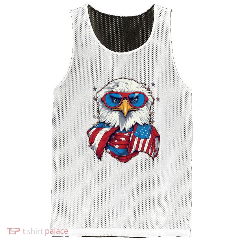 Bald Eagle With American Flag IA Mesh Reversible Basketball Jersey Tank