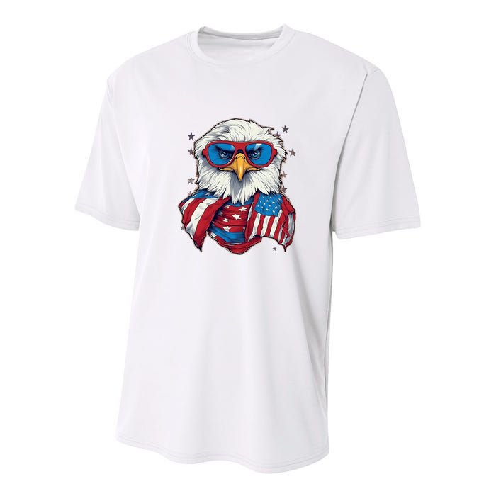 Bald Eagle With American Flag IA Youth Performance Sprint T-Shirt